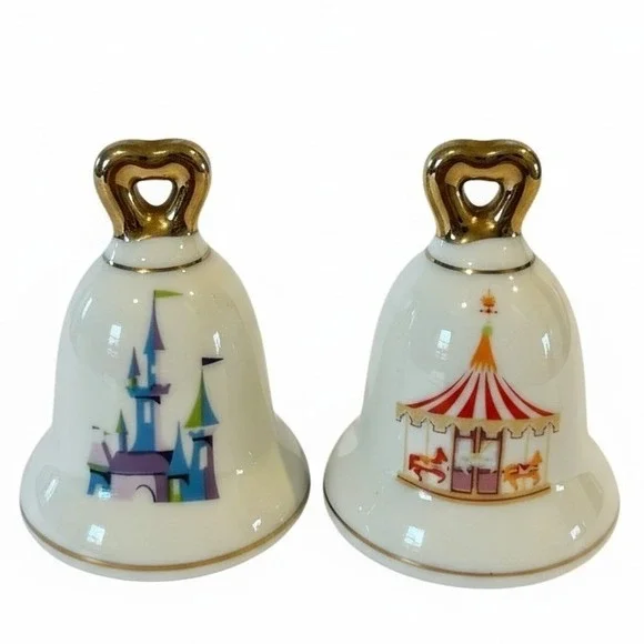 Vintage Disneyland Walt Disney Productions Bell Salt Pepper Shakers Castle Japan - Picture 1 of 9